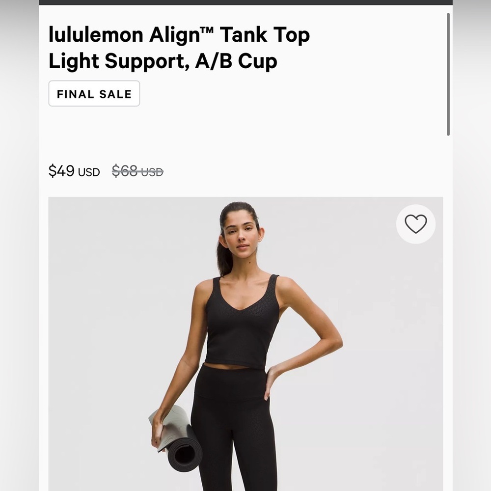 Lululemon Align Tank Top size 6